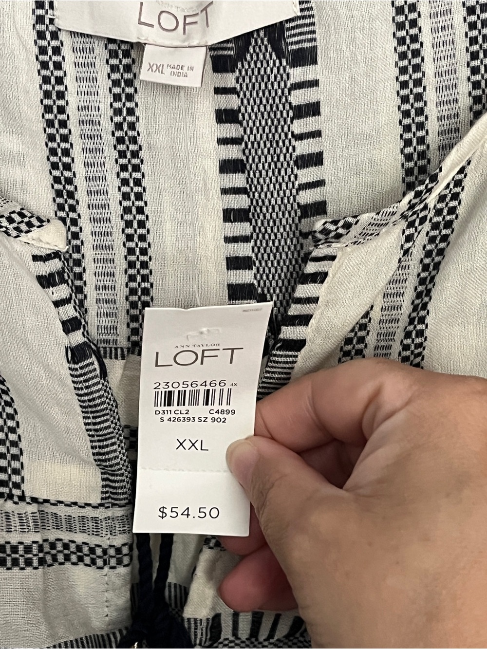 LOFT Navy and Cream Striped Flutter Sleeve Top - Picture 4 of 7